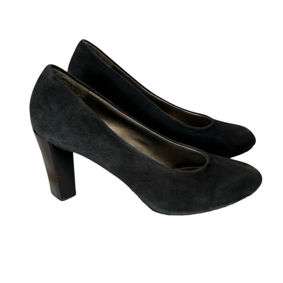 Liz Claiborne Chloe Black Suede Round Toe Stacked Heel Pumps – Size 8 M - Picture 3 of 13